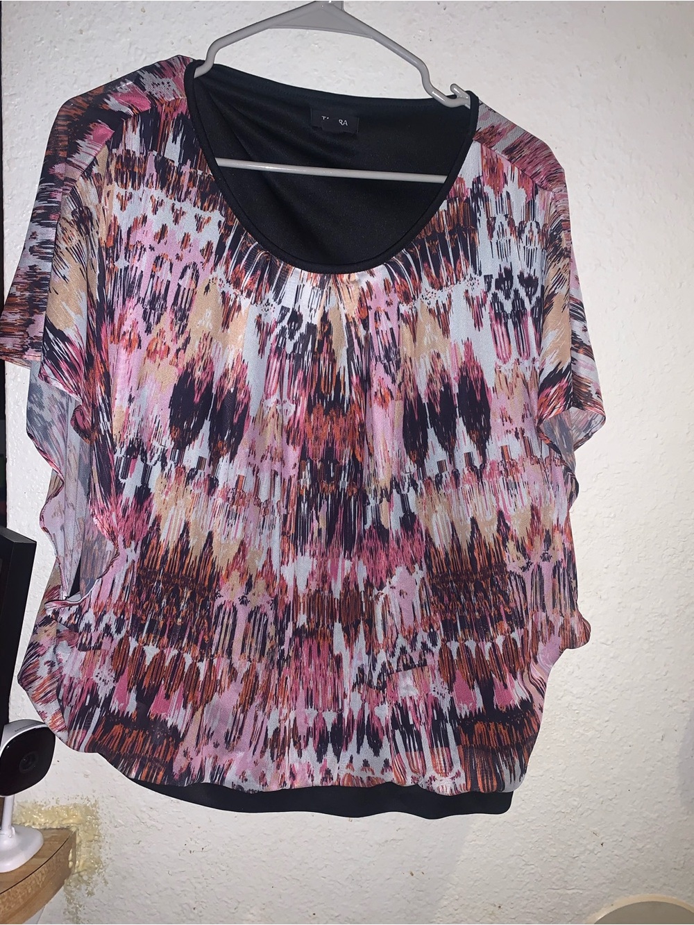 Tacera Pink Multi-Print Short Sleeve Blouse